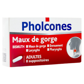 Pholcones Bismuth - Maux de Gorge Adultes - 8 Suppositoires