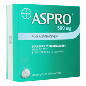 ASPRO 500 mg Comprimé Effervescent  - 20 comprimés