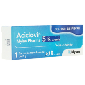 Aciclovir 5% - Crème Flacon Pompe Doseuse pour Bouton de Fièvre - 2 g