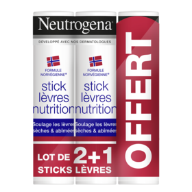 Stick à lèvres Nutrition - Lot de 2 x 4,8 g + 1 stick offert 