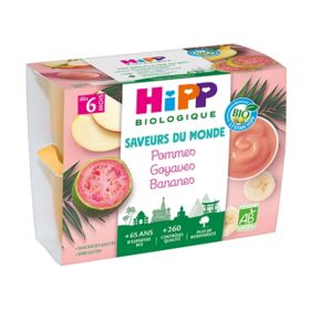 HiPP Saveurs du Monde Pommes Goyaves Bananes 4x100g