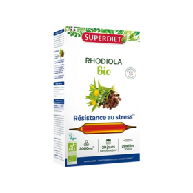 Superdiet Résistance au stress BIO Rhodiola 20 Ampoules de 15 ml