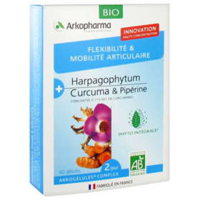 Flexibilité et Mobilité Articulaire Bio - Harpagophytum Curcuma et Pipérine - 40 Gélules
