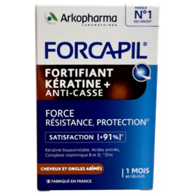 FORCAPIL - Fortifiant Kératine + Anti-Casse Cheveux & Ongles Abîmés - 60 Gélules