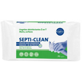SEPTI-CLEAN - Lingettes Désinfectantes 2 en 1 Mains & Surfaces - 70 lingettes