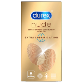 DUREX Préservatif Nude Extra Lubrification - 8 Préservatifs