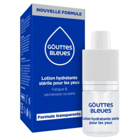 Gouttes Bleues Lotion Hydratante Stérile pour les Yeux Formule Transparente - 10 ml