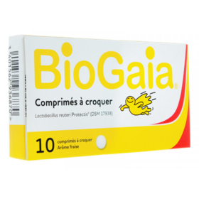 BIOGAIA - Probiotiques Arôme Fraise - 10 comprimés à Croquer 