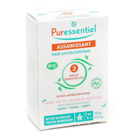 ASSAINISSANT - Pain Savon Surgras aux 3 Huiles Essentielles Bio - 100 g