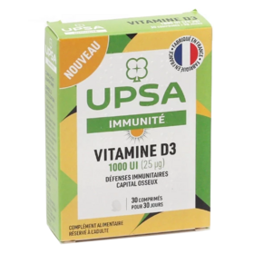 UPSA IMMUNITE - Vitamine D3 1000 UI Défenses Immunitaires Capital Osseux - 30 comprimés