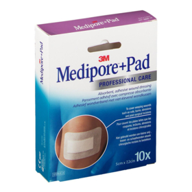 Medipore + Pad Professional Care Pansement Absorbant 5X7,2 - 10 Pansements