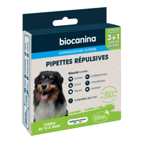 Biocanina Antiparasitaire Externe chiens 15 à 30 kg 4 pipettes x 3 ml