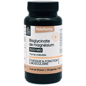 Bisglycinate de Magnésium 1500 - Fatigue & Fonction Musculaire - 90 Gélules
