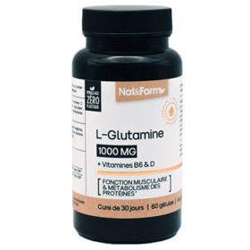 L-Glutamine 1000 Mg + Vitamines B6&D - Fonction Musculaire & Metabolisme des Protéines - 60 Gélules