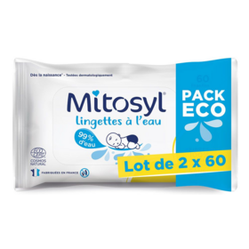 MITOSYL Lingettes à l'Eau Pack Eco - Lot de 2 x 60 Unités