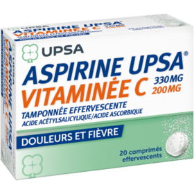 ASPIRINE - UPSA - Douleurs Fièvre Vitamine C 300 mg - 20 comprimés