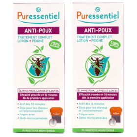 ANTI-POUX - Lotion Anti-Poux + Peigne Acier - Lot de 2 x 200 ml