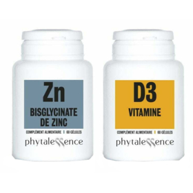 Duo Vitamine D3 + Bisglycinate de Zinc - 120 gélules (60+60)