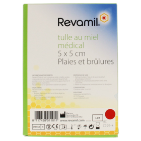 Revamil - Tulle Au Miel Médical 5 x 5 cm - 5 unités