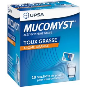 Mucomyst Toux Grasse Orange 200 mg - 18 sachets