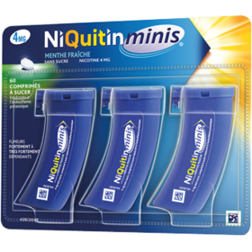 NIQUITINMINIS - Comprimés Menthe Fraîche 4 mg - 3 Tubes de 20 comprimés