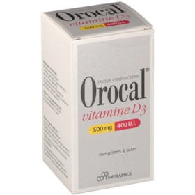 Orocal Vitamine D3 500 mg/400 U.I. - 180 comprimés à sucer citron