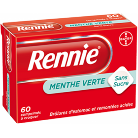 RENNIE - Brûlures d'Estomac & Remontées Acides Menthe Verte - 60 comprimés