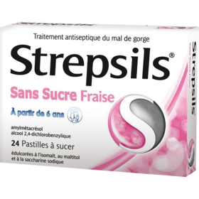 STREPSILS - Sans Sucre Fraise - 24 pastilles