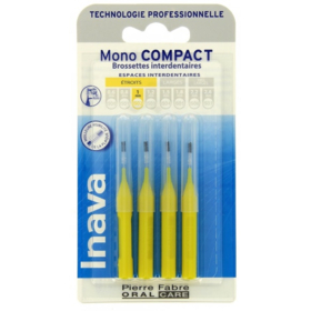 INAVA - Mono Compact - Brossettes interdentaires Jaunes Micro-fines coniques - 4 brossettes