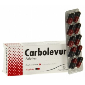 CARBOLEVURE - Ballonnement Intestinal Diarrhée Adultes - 30 gélules