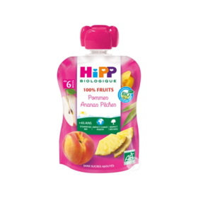 HiPP Goudre 100% Fruits Pommes, ananas et pêches BIO 90g
