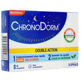 CHRONODORM -  Mélatonine 1,9 mg + Extrait de Valériane - 15 comprimés