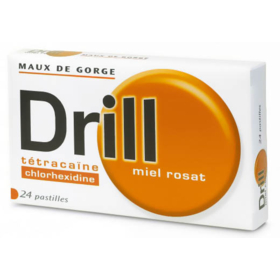 DRILL - Maux de Gorge Miel Rosat - 24 pastilles