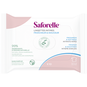 Saforelle Lingettes Intimes Fraîcheur et Douceur Format Pocket x10