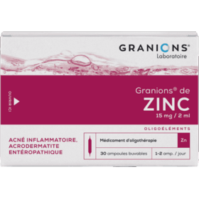 Granions de Zinc 2 ml Acné Inflammatoire - 30 ampoules buvables