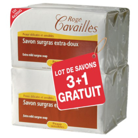 SAVON SOLIDE - Savon Surgras Extra-Doux - 3 x 250 g + 1 Gratuit
