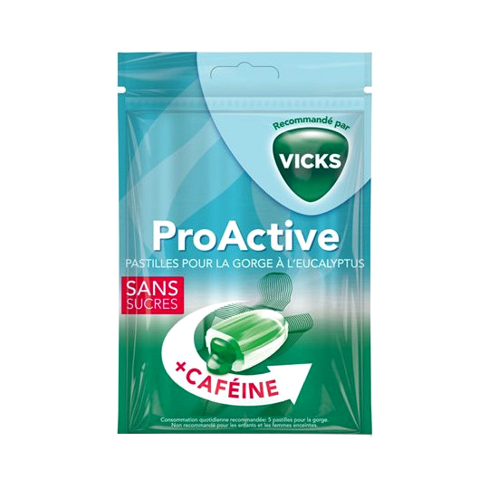 VICKS - Pro-Active Pastilles à l'Eucalyptus & Caféine - 72 g