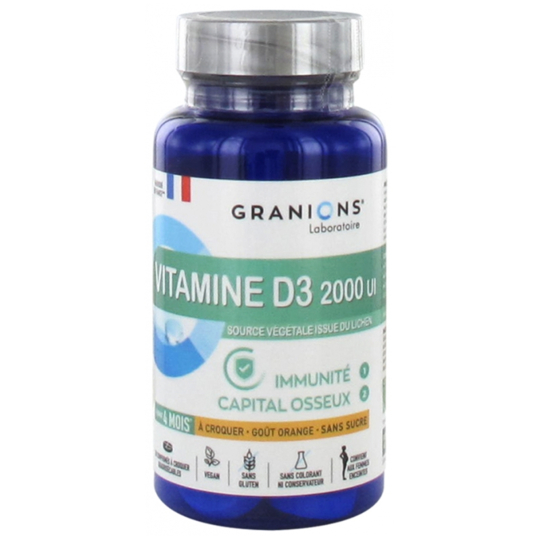 Vitamine D3 2000ui - Immunité Capital Osseux - 30 comprimés à croquer