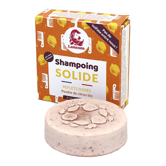 Shampooing Solide Bio - Reflets Dorés - Poudre de Citron Bio et Camomille - 70 ml