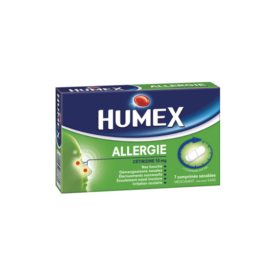 Humex Allergie Cétirizine 10 mg 7 comprimés sécables