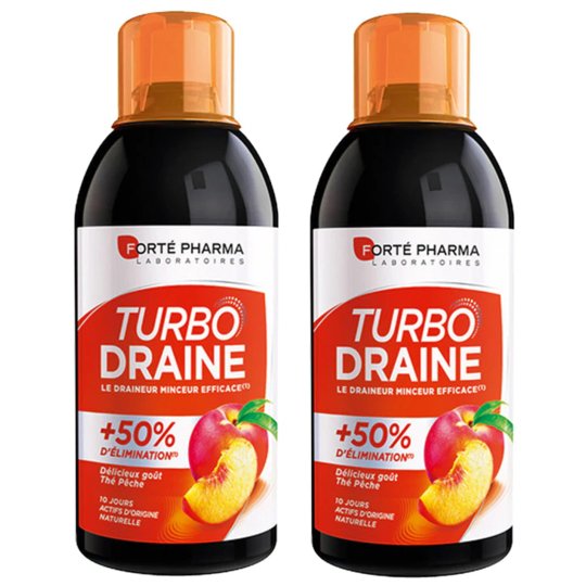 TurboDraine - Draineur Minceur Thé Vert Pêche - Lot de 2 x 500 ml
