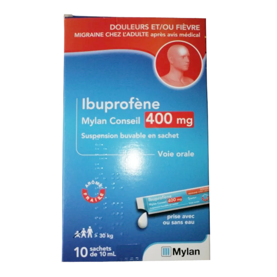 Ibuprofène Mylan Conseil 400 mg Suspension Buvable en Sachet - 10 Sachets
