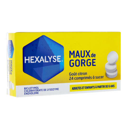 Hexalyse Adulte/Enfant Citron 'Mal de Gorge' - 24 comprimés à sucer