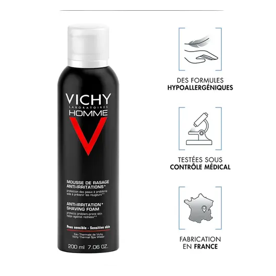 Vichy Homme Mousse à Raser Anti-irritations 200 ml
