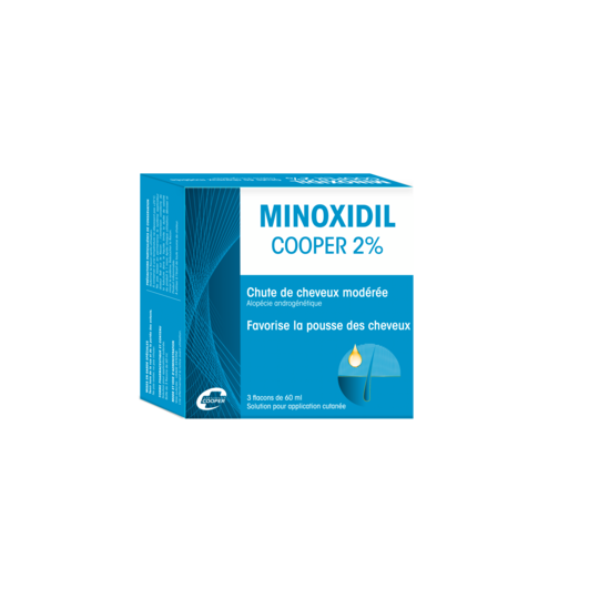 Minoxidil 2 % Cooper chute de cheveux 3x60 ml