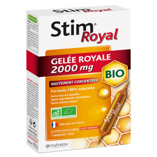 STIM ROYAL - Gelée Royale 2000 mg - Bio - 20 ampoules