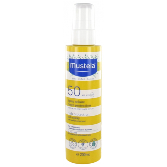 MUSTELA Spray Solaire Haute Protection SPF50 Bébé-Enfant-Famille - 200 ml