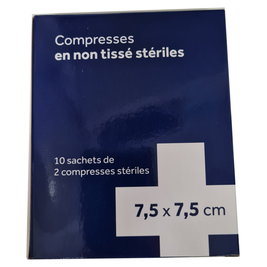 MEFRA - Compresses Non Tissé Stériles 7,5 x 7,5 cm - 20 compresses