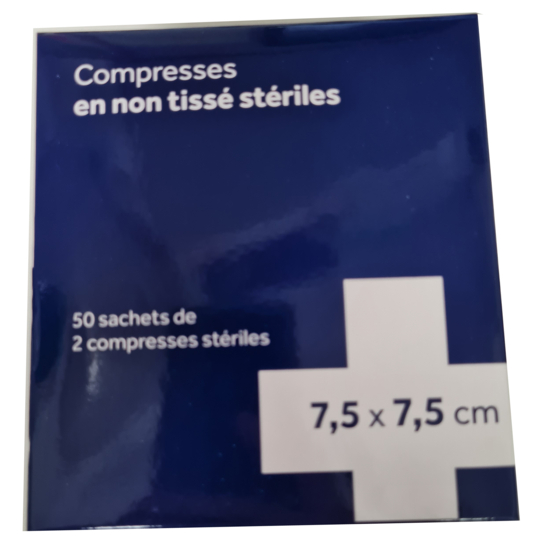 MEFRA - Compresses Non Tissé Stériles 7,5 x 7,5 cm - 100 compresses