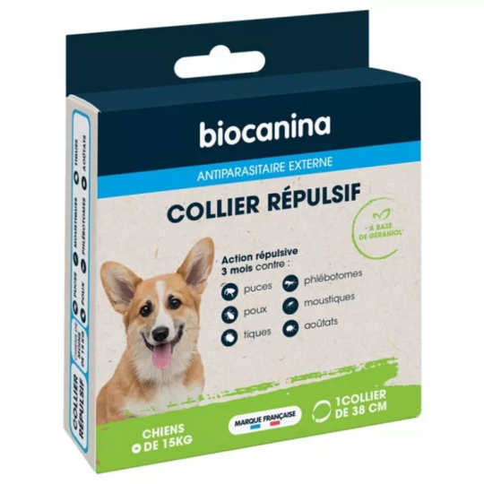 Biocanina Antiparasitaire Externe collier répulsif chiens moins de 15 kg 38 cm